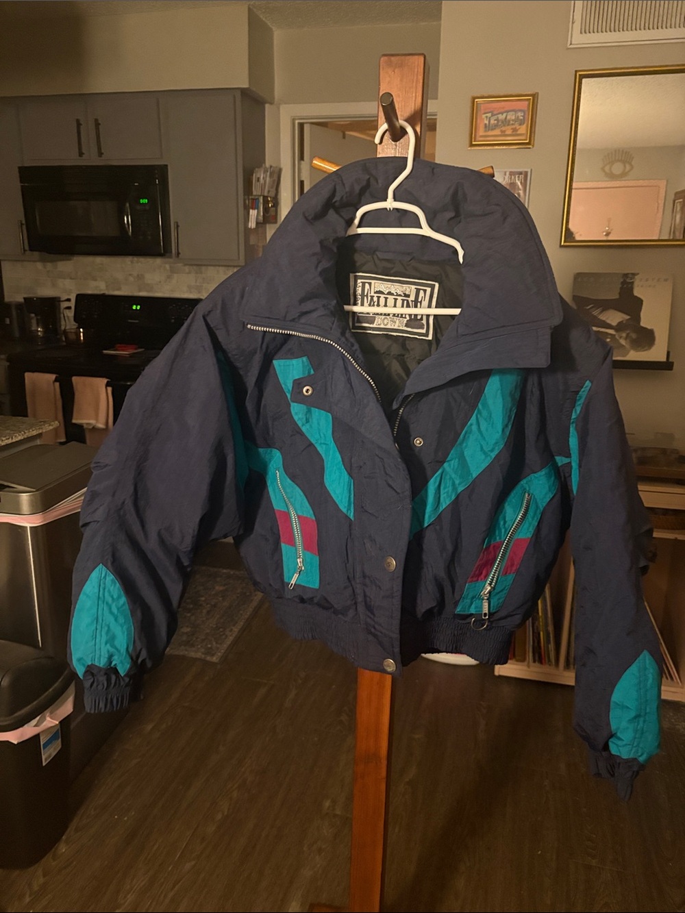 Women's Navy and Teal Colorblock Ski Jacket by